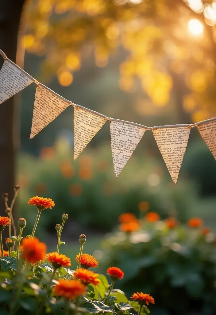 14 Quirky Halloween Home Garden Ideas for Book Lovers - 2. Book Page Bunting