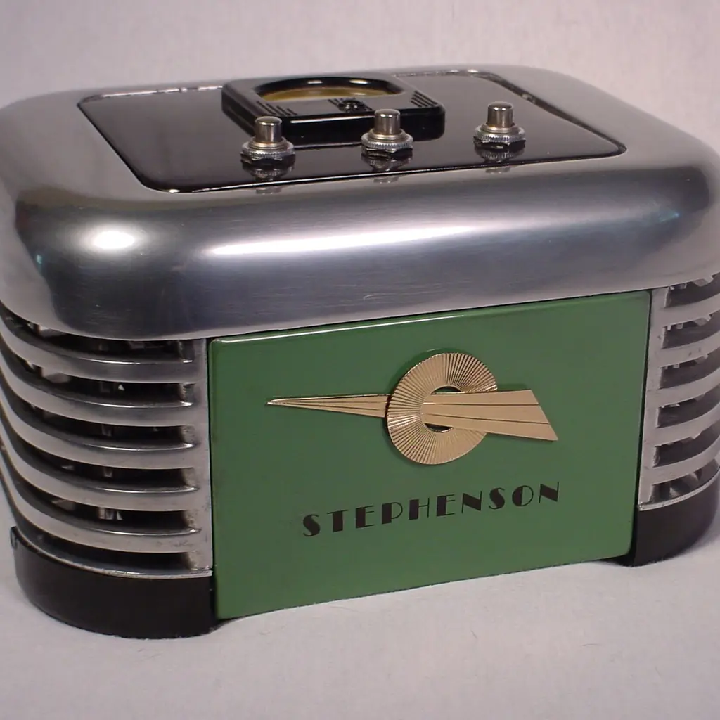 A green and chrome vintage Stevenson toaster.
