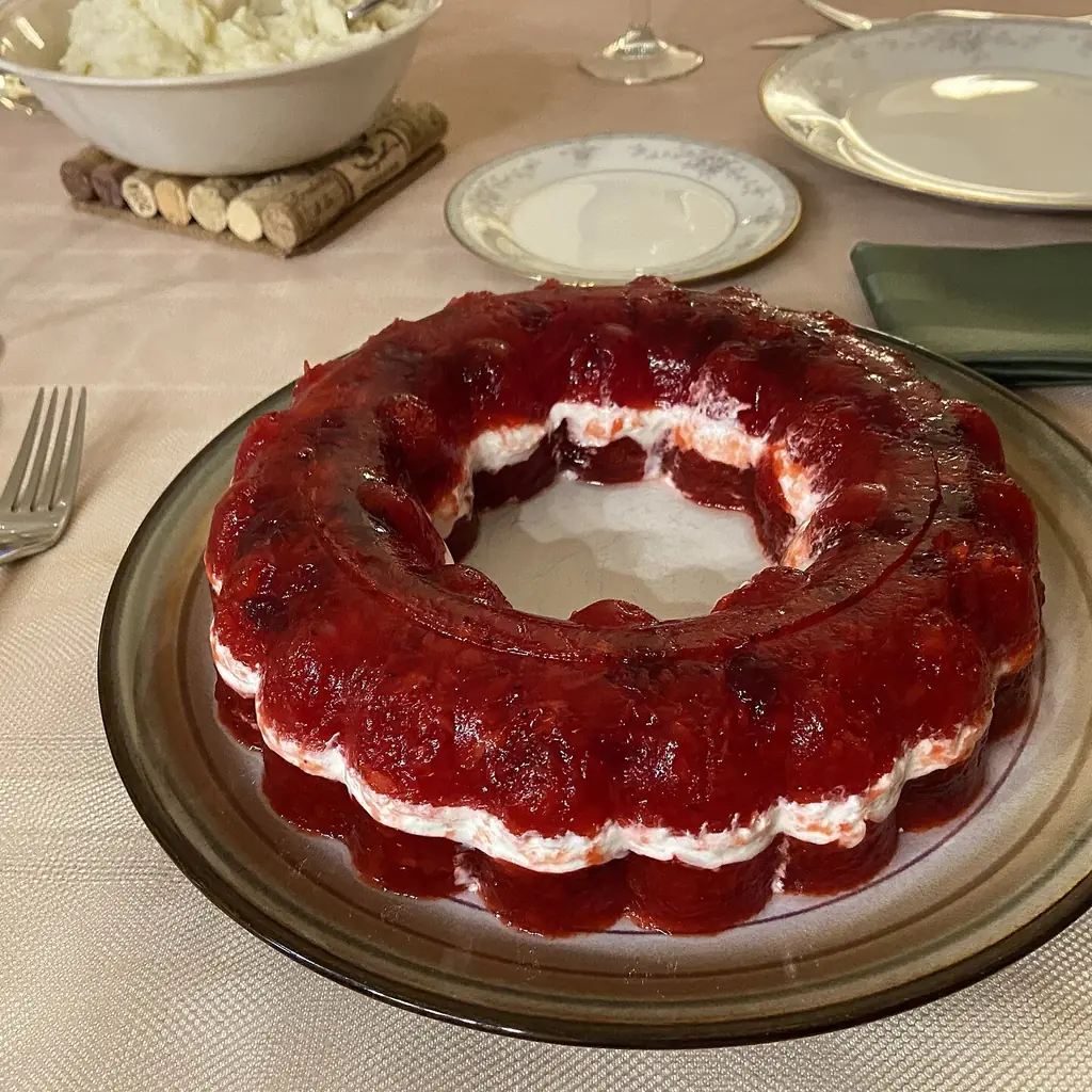 A molded gelatin salad