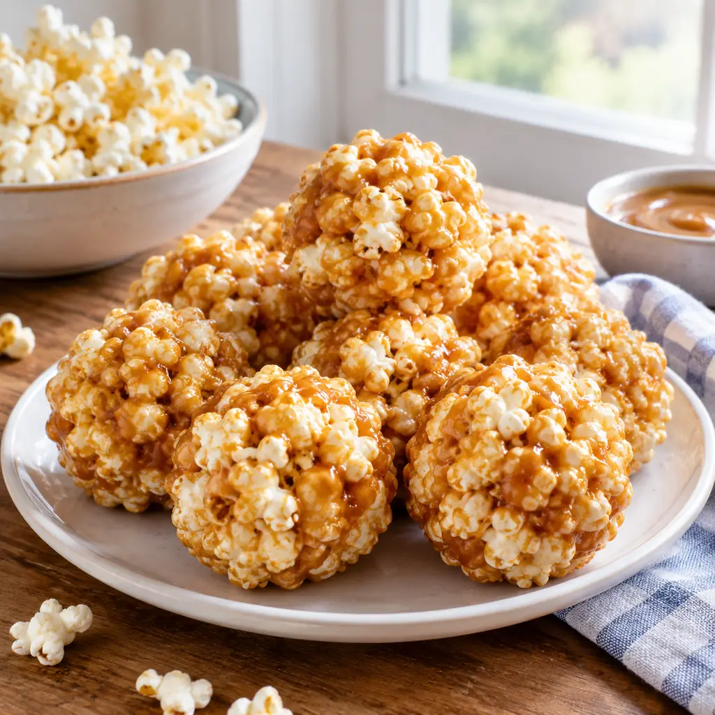 Illustration of popcorn balls.
