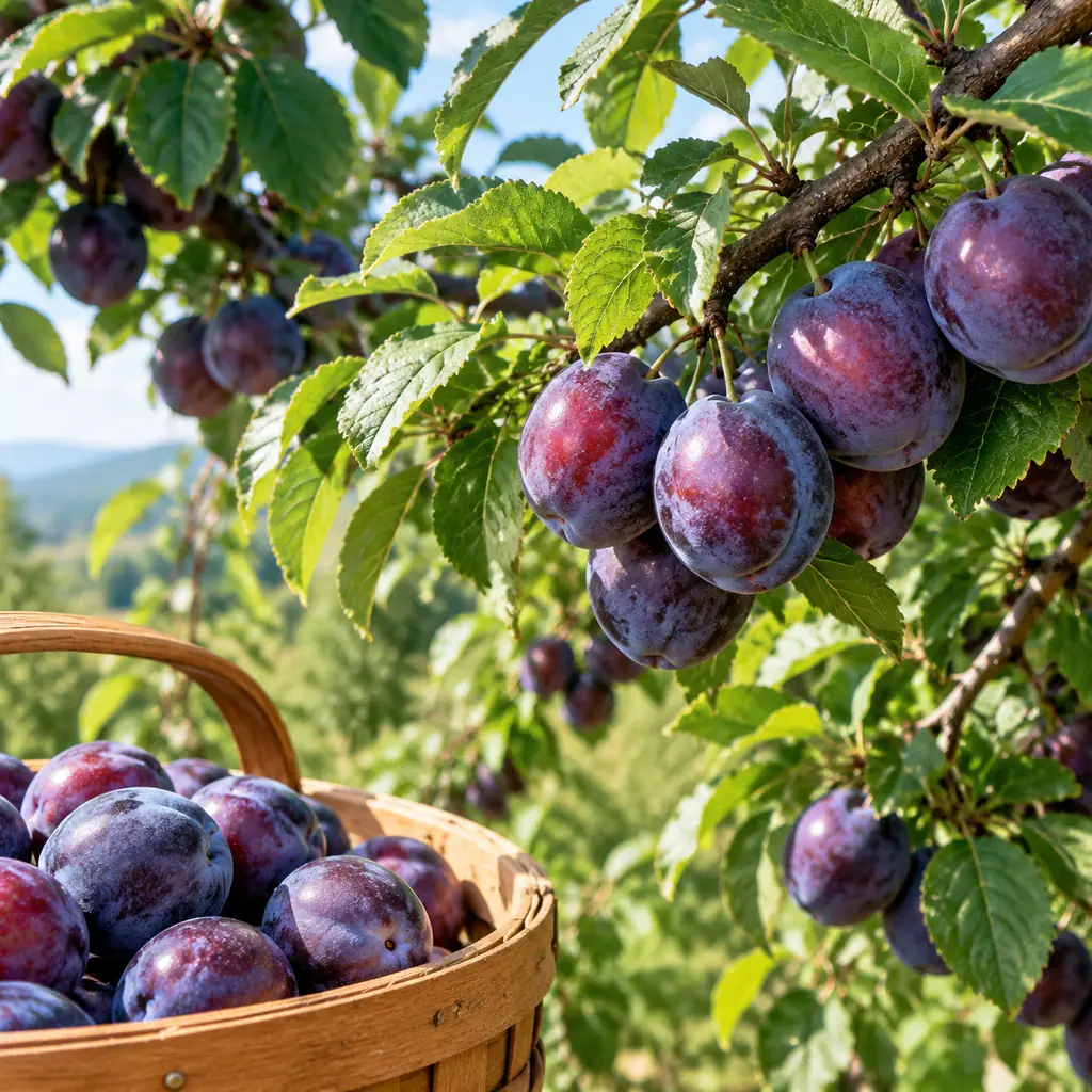 Illustration of plum trees.