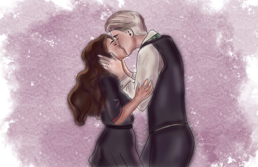 dramione romance romantic embrace kissing hermione granger and draco malfoy